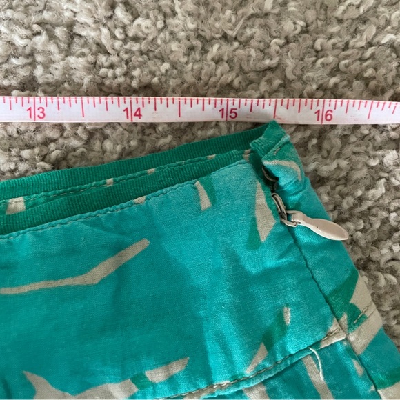 *DONATED* LOFT | A-Line Tropical Palm Print Skirt | Teal Green - Picture 7 of 7